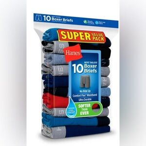 Hanes Boys’ Comfort Flex Tagless Boxer Briefs, 10 Pack (S-6-7)